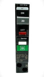 Square D QO120PAF (New Version of QO120PCAFI) Circuit Breaker, QO, 20 AMPS, 1 Pole, 120VAC, 10kA, Combo arc Fault, Plug on Neutral, Plug in Mount, UL Listed