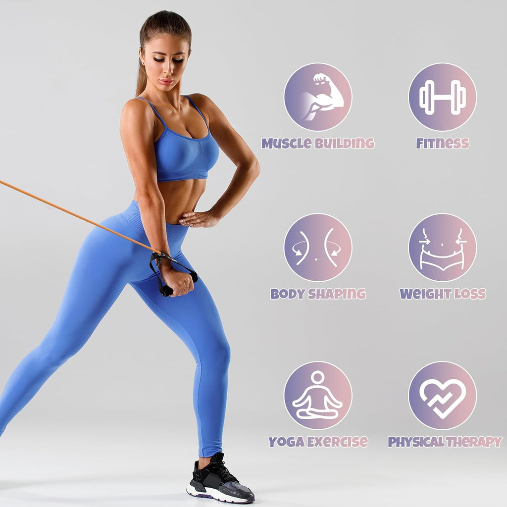 Single Resistance Bands with Handles Door Anchor for Home Gym | Door Anchor, Workout Guidance included, Exercise