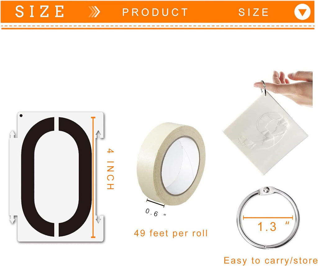 Number Stencils 4 inch Curb, 20PCS 0-9 Address Curb Stencil Kit Reusable Plastic Numbers Interlocking Stencils with 2