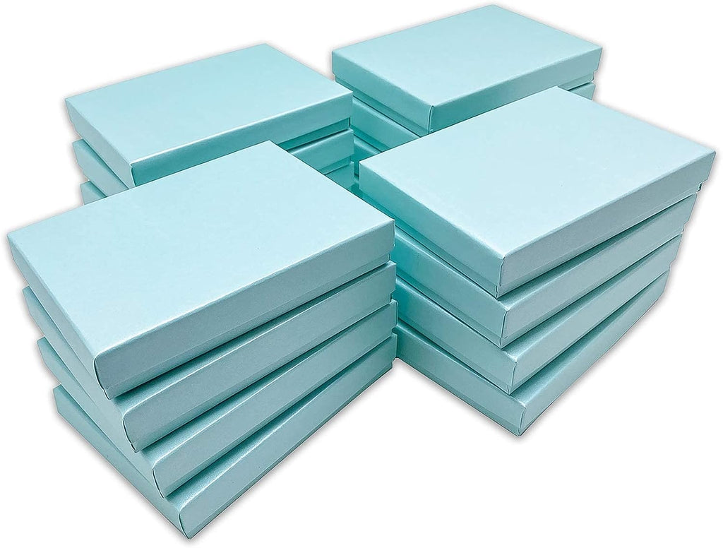TheDisplayGuys 25 Cardboard Jewelry Gift Boxes with Inserts - Turquoise