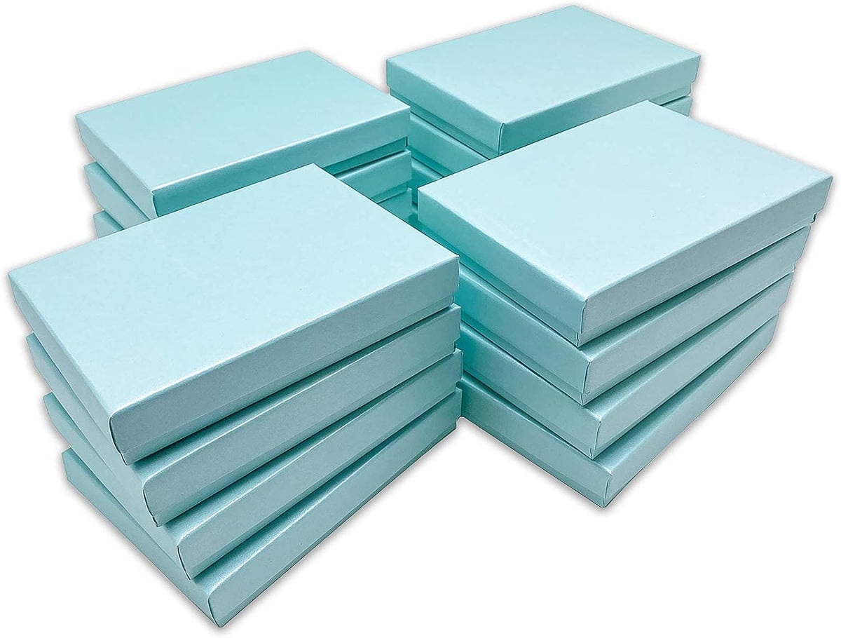 TheDisplayGuys 25 Cardboard Jewelry Gift Boxes with Inserts - Turquoise