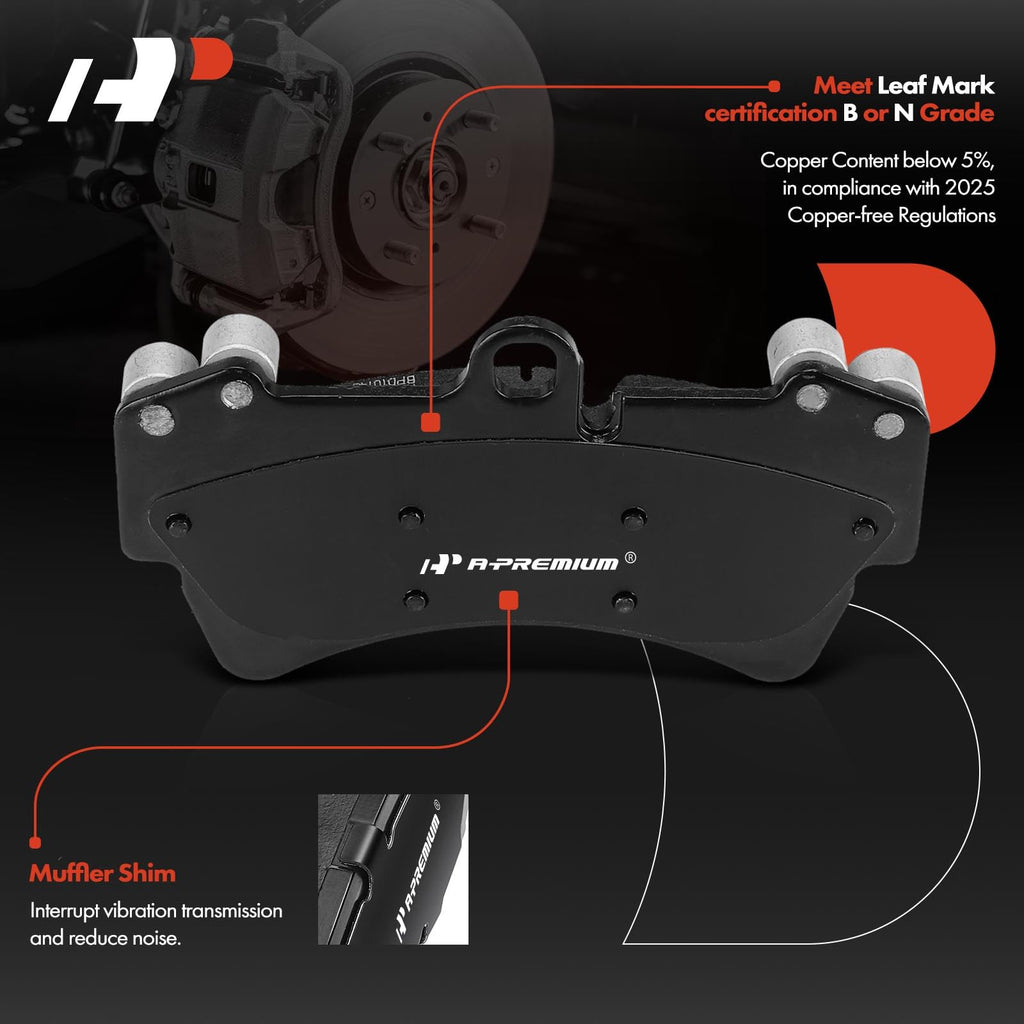 A-Premium Front Ceramic Brake Pads Compatible with Audi & Porsche