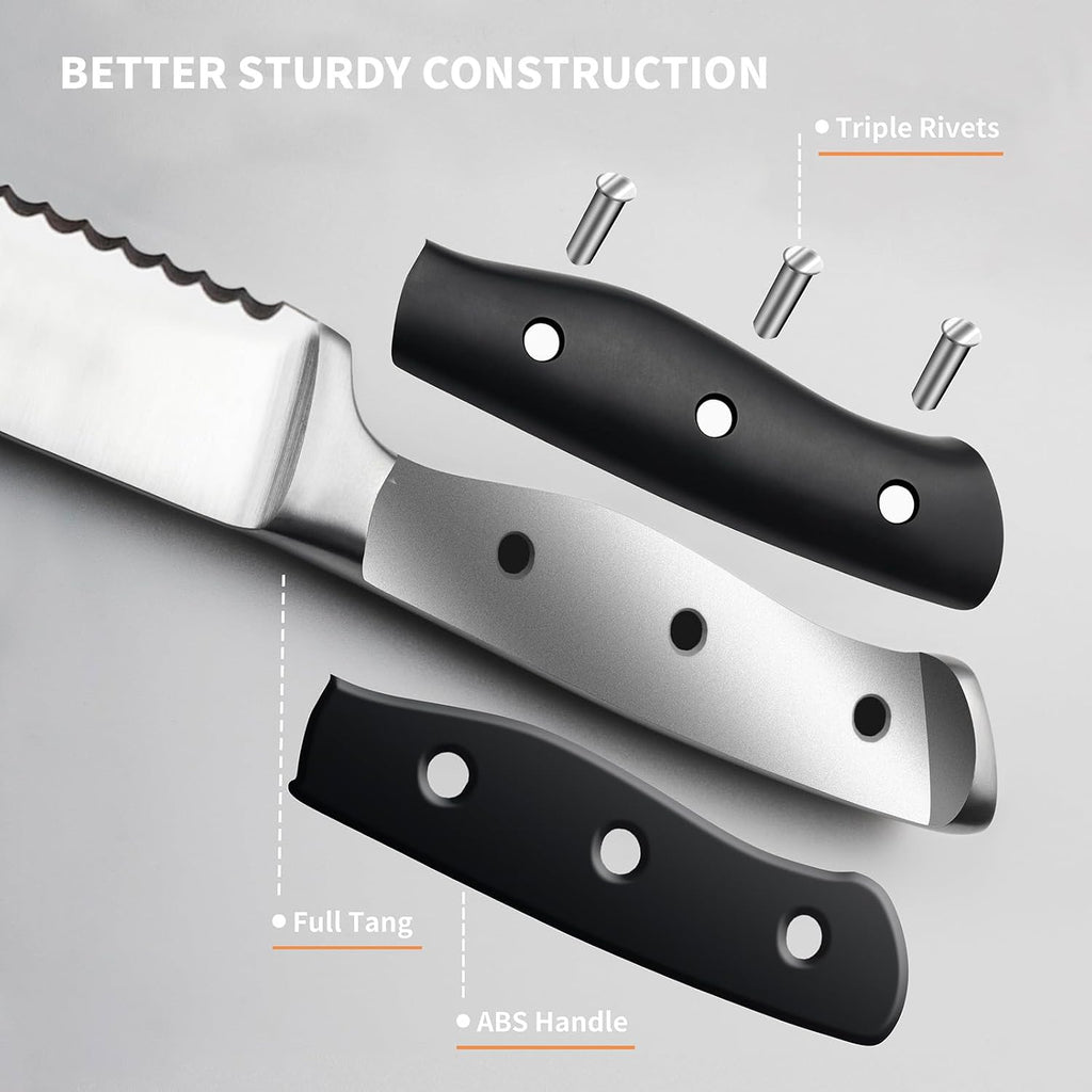 8-Piece Steak Knives Set, 4.7 Inch Full-Tang Serrated Sharp Knives