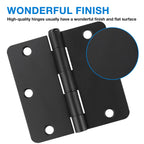 Matte Black Door Hinges 3.5 inch with 1/4" Radius Corners 30 Pack