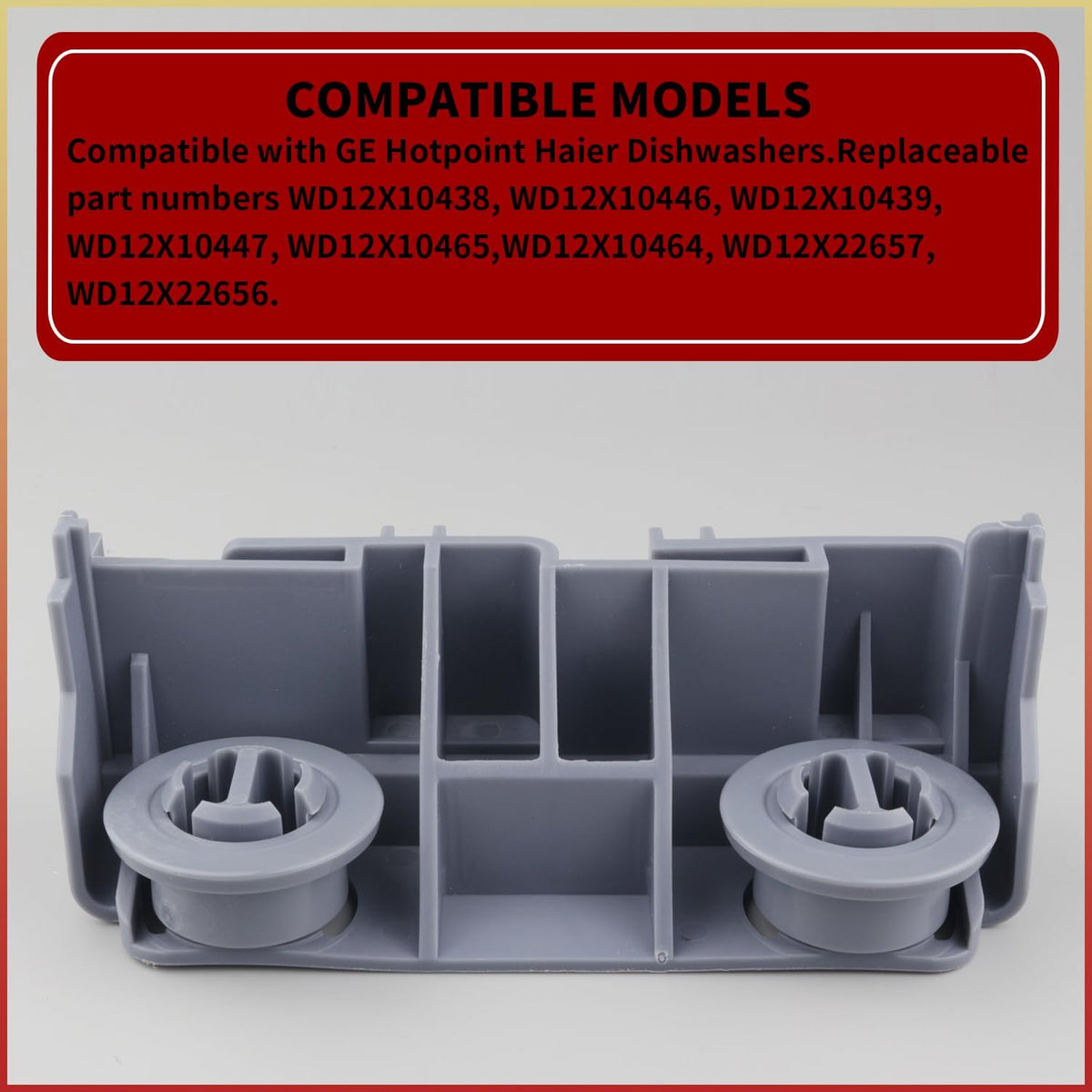 2 Pack WD28X27241 Dishwasher Lower Rack Wheels and Carrier Kit Replacement Part Compatible with GE Dishwasher Baskets Roller Assembly L and R Side,Replaces for WD12X10439 WD12X10438 WD12X10446