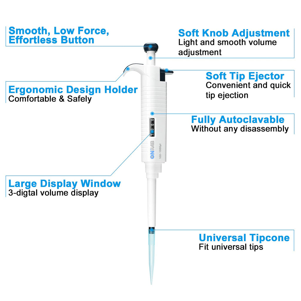 Lab Micropipette, Single Channel Adjustable Pipette 0.5-10μL