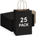 Gift Bags with Handles 5.25x3x8 Inch Small Black 25 Pack