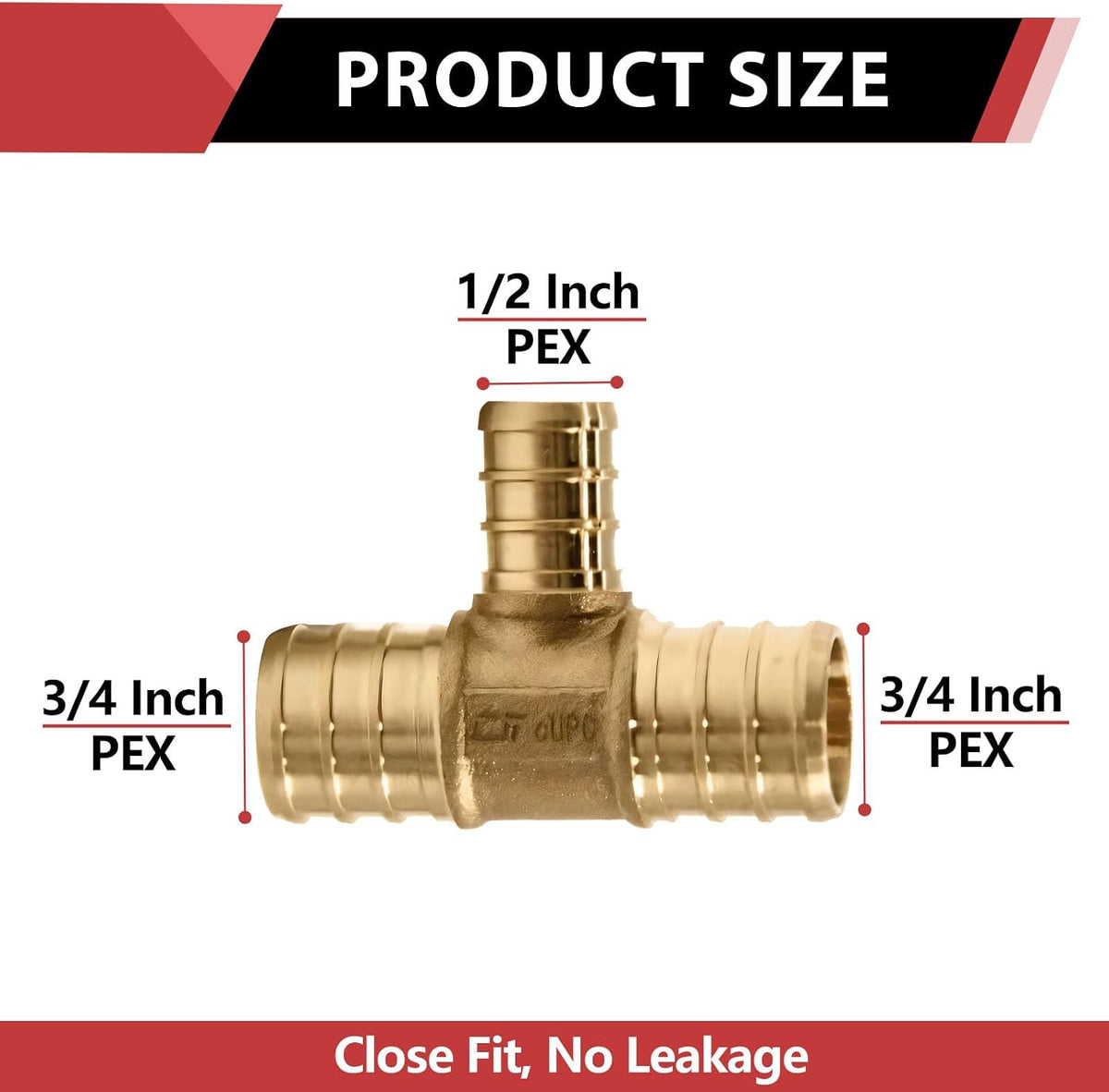 5-PACK EFIELD Pex 3/4" x 3/4" x 1/2" Reducing Tee(PEX1807076-5)