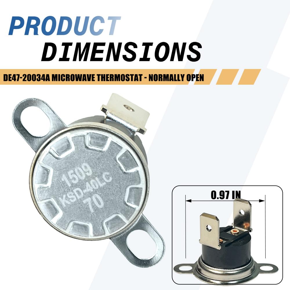 2 Pack DE47-20034A Microwave Thermostat - Normally Open, 70°C Close, 40°C Open Compatible with Samsung Models Replaces AP4219754, DE47-20117A