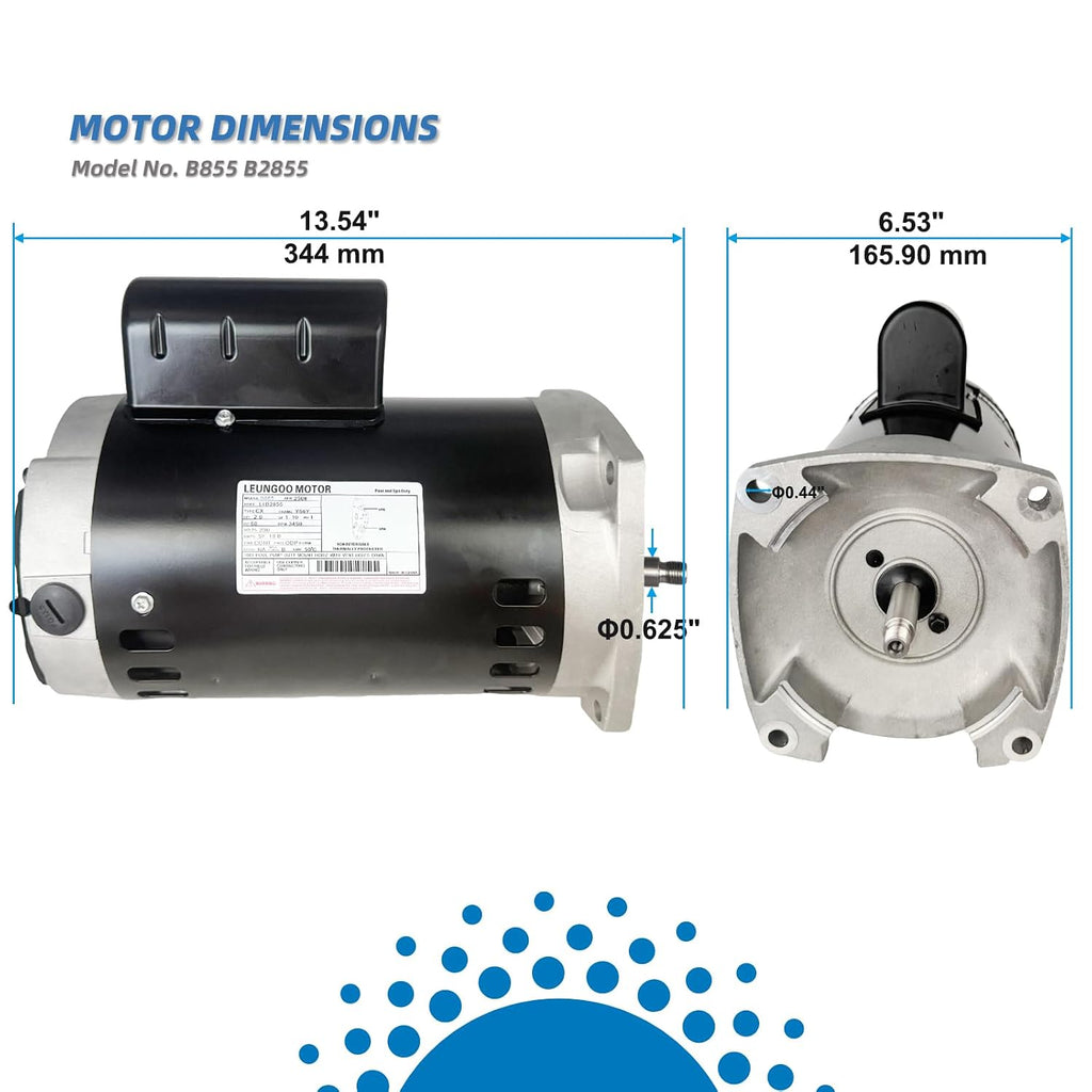 B855 2HP Pool Pump Motor Replaces Century Regal Beloit AO Smith B2855