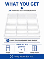 Refrigerator Replacement Shelves 2 Pack, Steel Shelves for Fridge Freezer