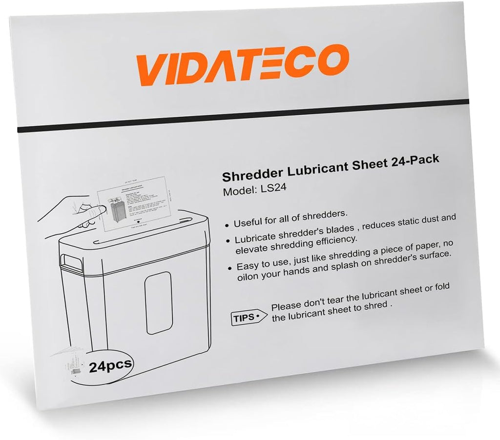 VidaTeco Paper Shredder Lubricant Sheets, 24-Pack, Shredder Oil Sheets