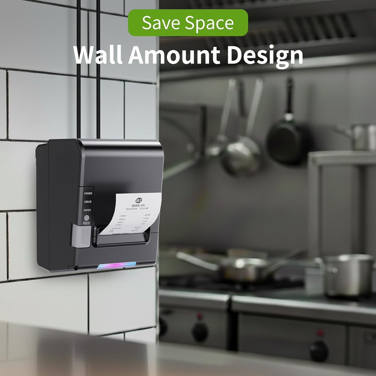 POS Printer, 80mm Thermal Receipt Printer, Restaurant Kitchen Printer with Auto Cutter, USB Serial Ethernet