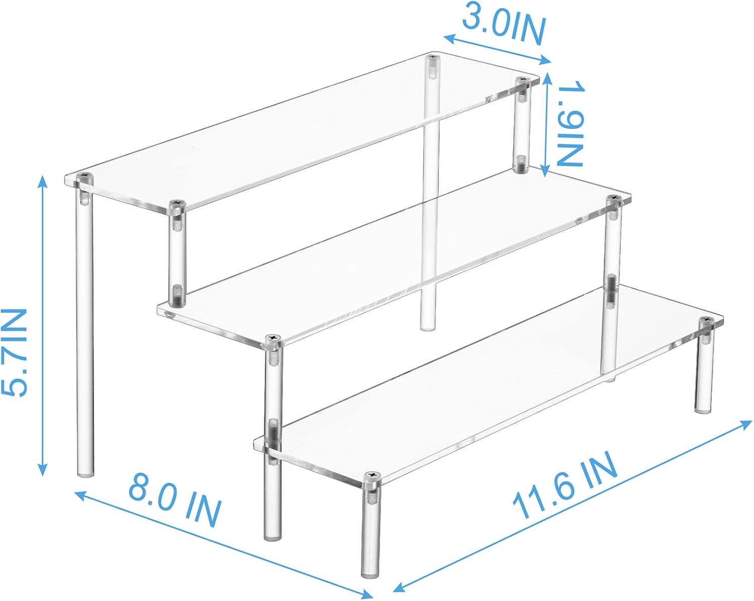 Large Acrylic Display Risers, Perfume Stand Organizer, Clear Acrylic Shelf Risers for Display Stands for Food