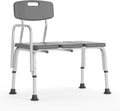 HERCULES Series 300 Lb. Capacity Adjustable Gray Bath & Shower Transfer Bench with Back and Side Arm