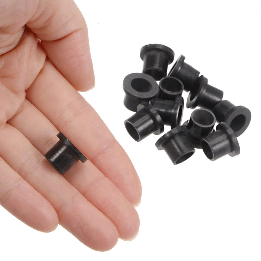 HARFINGTON 12pcs Flanged Sleeve Bearings 8.1mm Bore 10mm OD 10mm Length Nylon Bushings for Shaft, Black