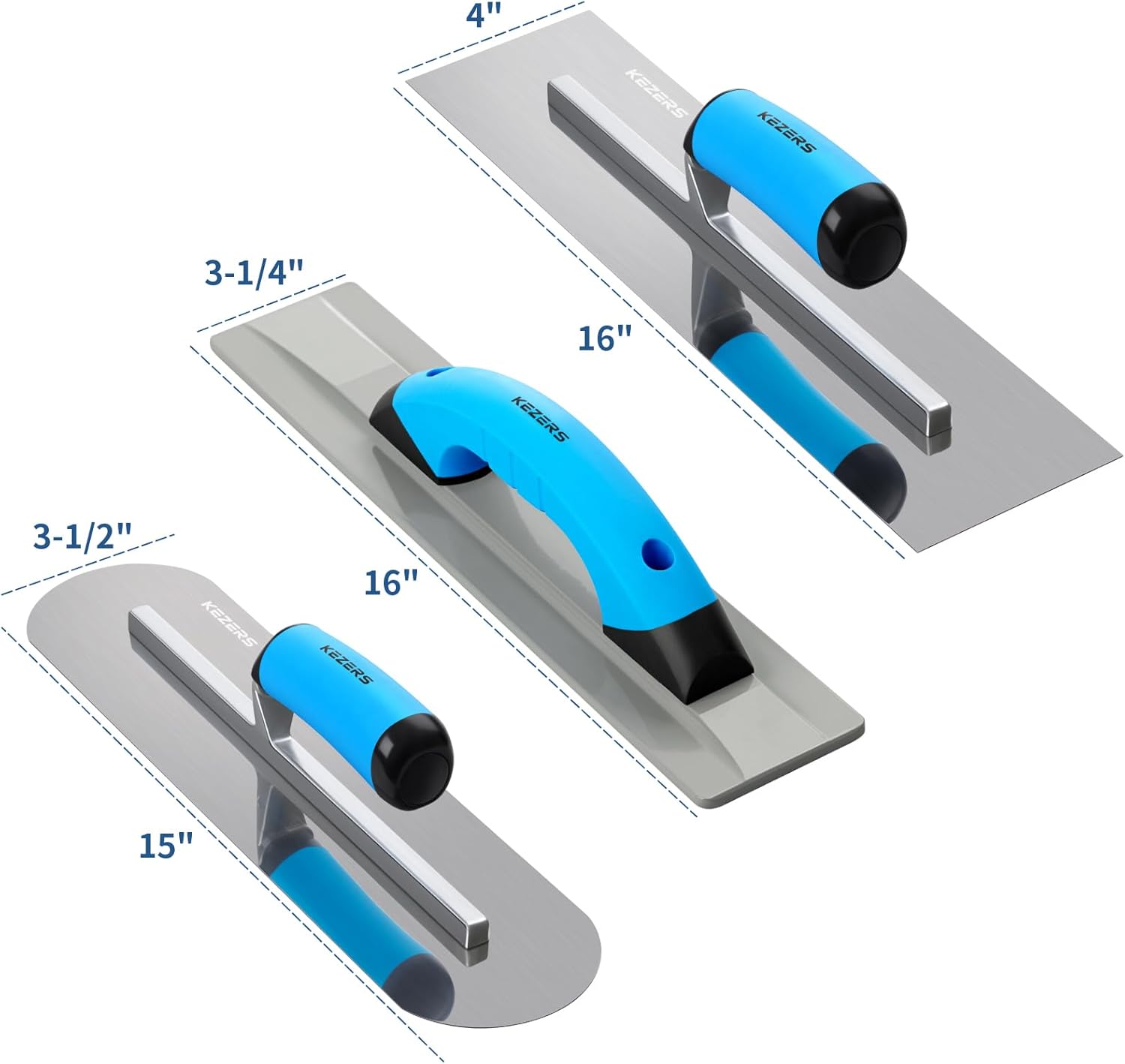 8-in-1 Concrete Finishing Tools Kit: Magnesium Float, Finishing & Pool Trowel, Gauging & Brick Trowel, Concrete