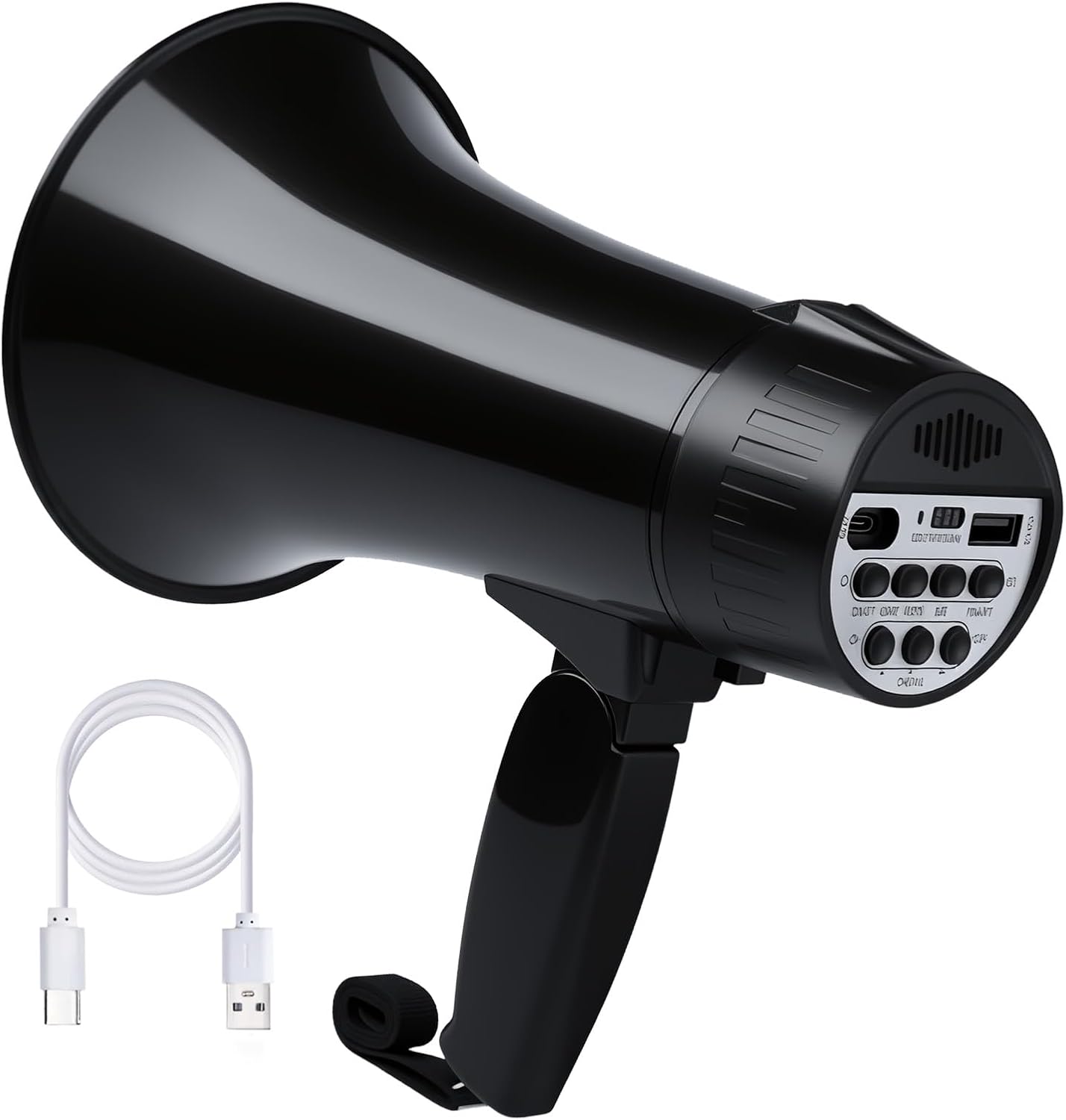 20 Watt Rechargeable Megaphone Bullhorn with Siren and 240s Recording, BT and USB Input, Megahone Speaker with Power