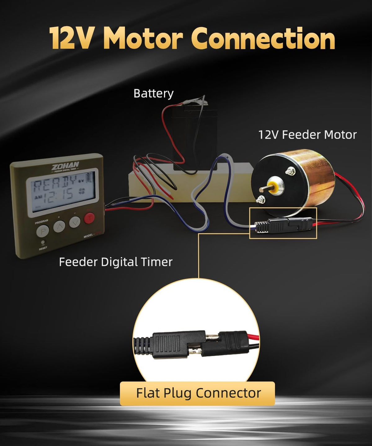 12V Motor for Deer Feeder - 1/4" Shaft Feeder Replacement Heavy-Duty Motor with Smooth Start and Stop,S-Plug