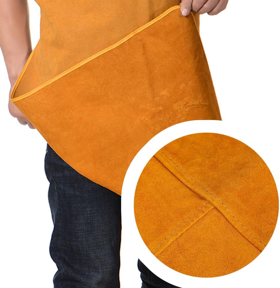 Leather Welding Apron Heat Flame Resistant Protective Work Bib Apron for Blacksmiths Welders Adjustable Wear