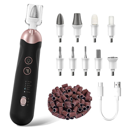 Professional Manicure Pedicure Kit, Cordless Electric Nail File Set, Rechargeable Pedicure Tools for feet, 5 Speeds
