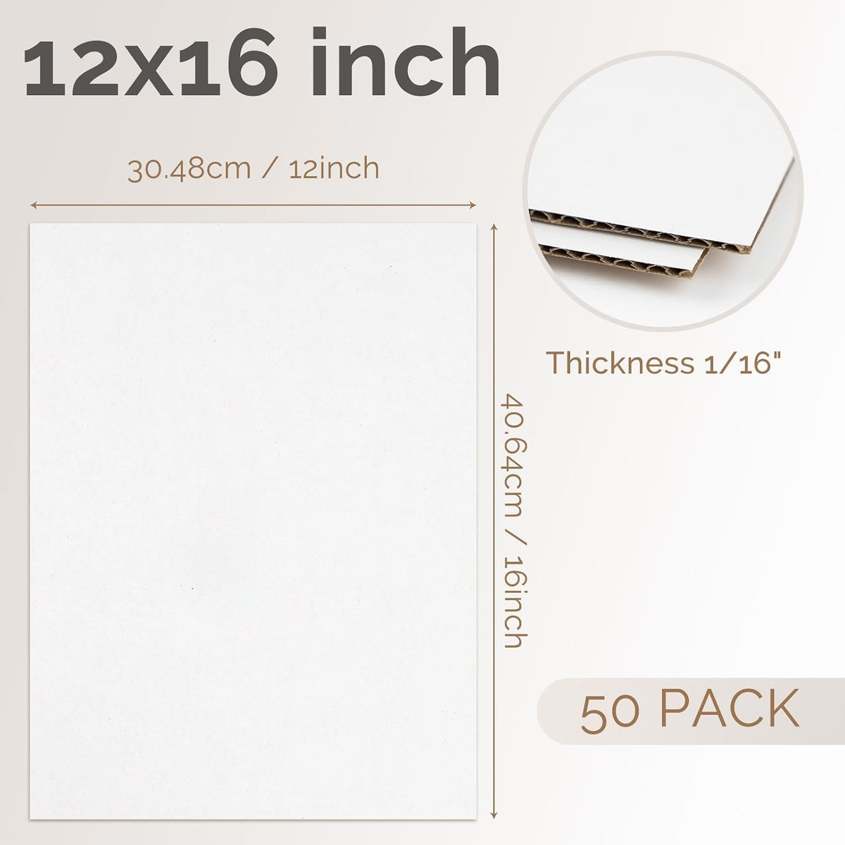 50 Pack 12x16 Inch Corrugated Cardboard Sheets