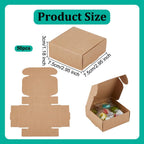 50Pcs Small Cardboard Boxes 3x3x1.2 Inch Square Jewelry Kraft Box Corrugated Mailer Box Brown Cardboard Present Boxes