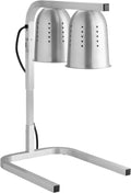 Commercial Freestanding Heat Lamp, 2 Bulbs, Silver