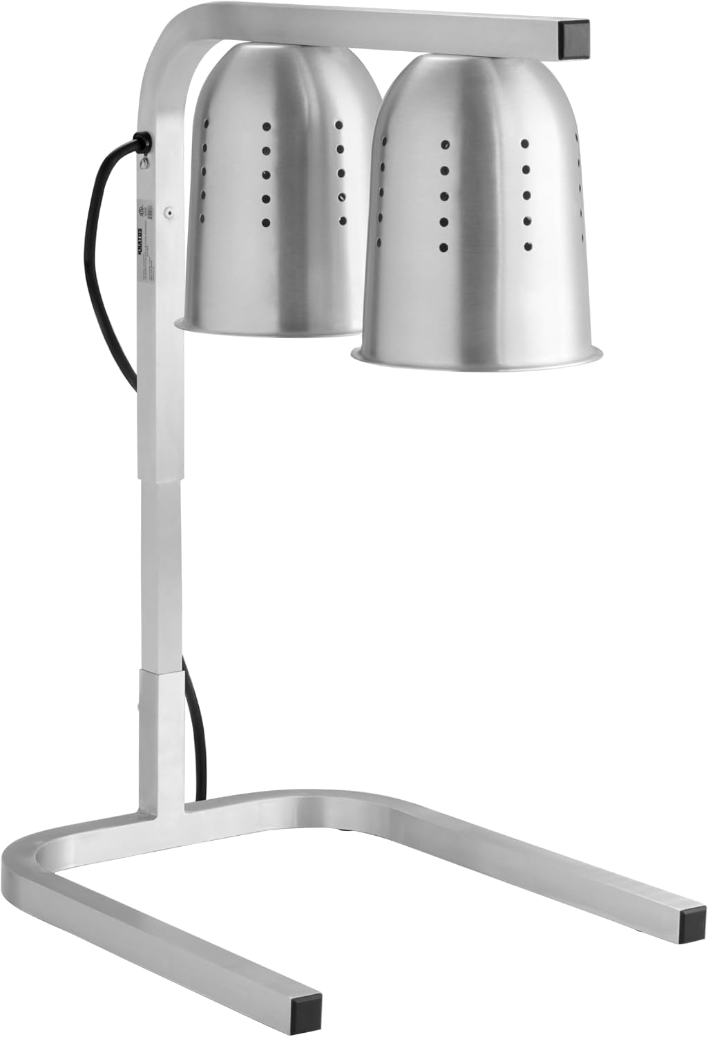 Commercial Freestanding Heat Lamp, 2 Bulbs, Silver