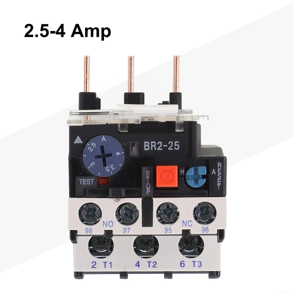 Thermal Overload Relay NR2-25 for Motor Protection, 0.1-25A Adjustable Current, for CJX2 Series Contactors, 690V AC 3-Phase with Phase Loss Defense(2.5-4 Amp)