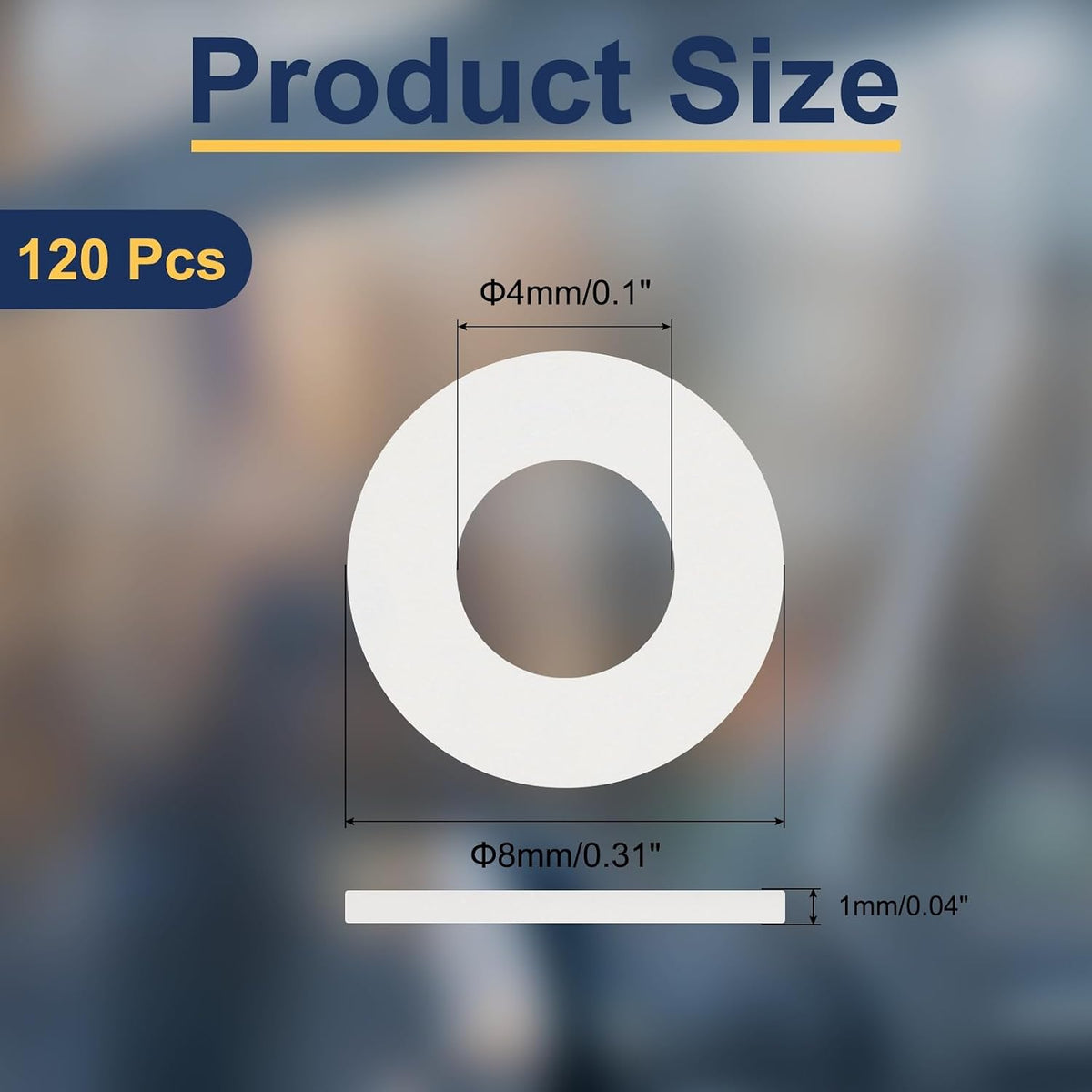 120Pcs M4 Nylon Flat Washers 4mm ID 8mm OD 1mm Thick Plain Washer Grommets Plastic Sheet Gasket Fastener Sealing