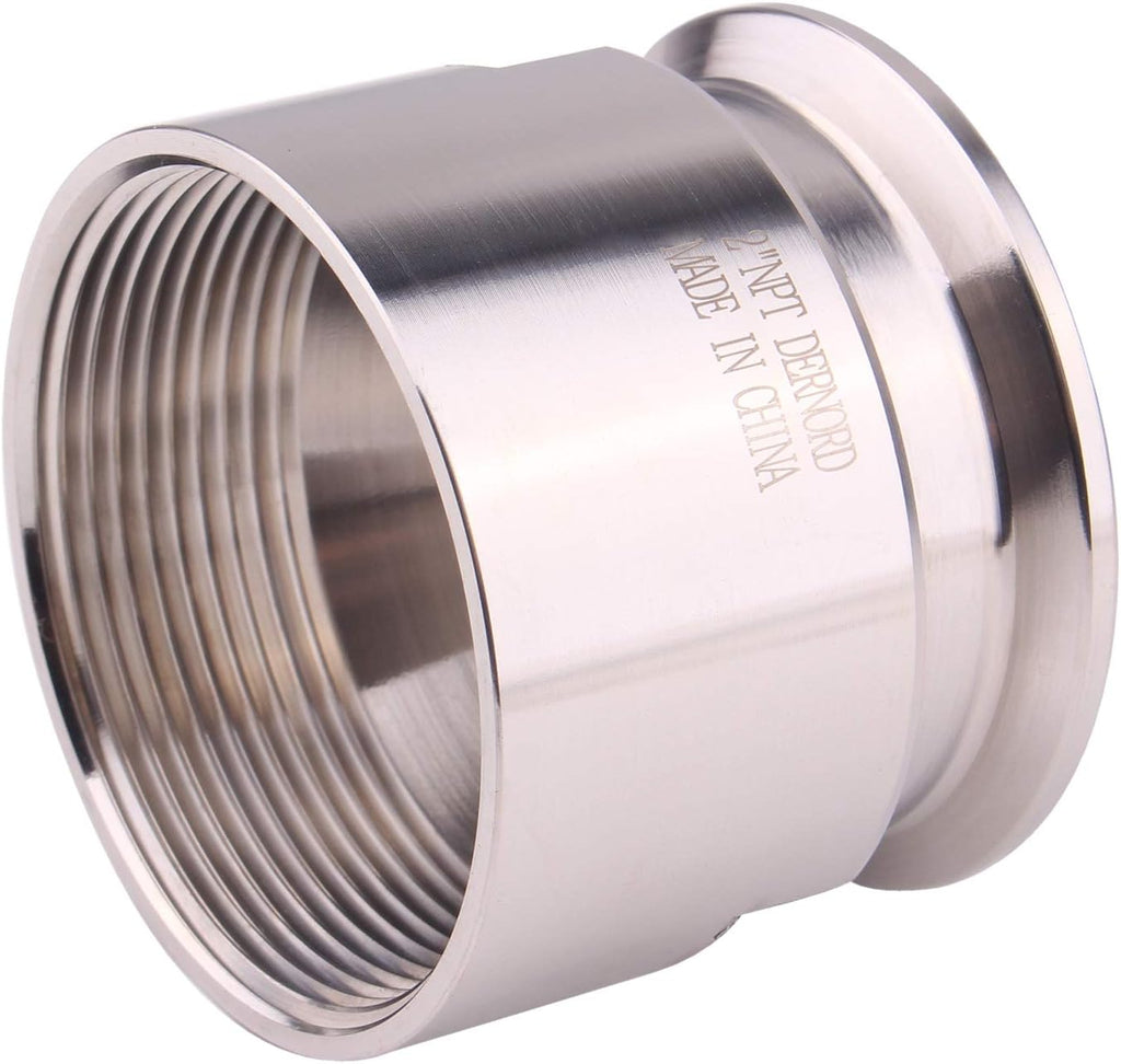 DERNORD 2'' Tri clamp Adapter to 2 inch FNPT Thread Ferrule Sanitary Pipe Fitting
