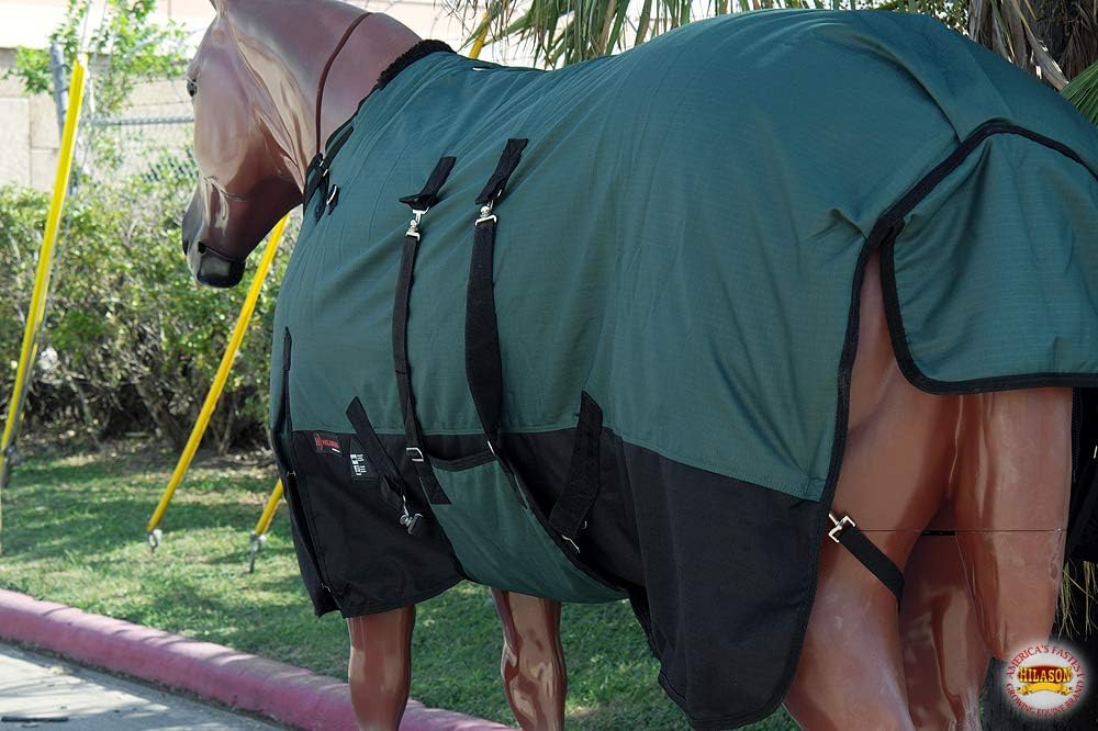 1200D Winter Turnout Blanket Hunter Green Black 78 in