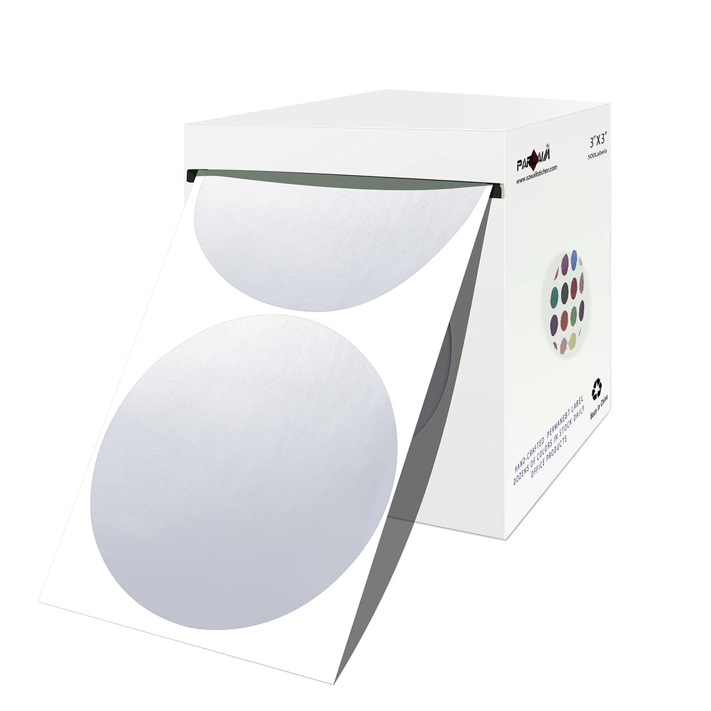3 Inch Round Permanent Color-Code Dot Sticker, Silver Color Coding Label