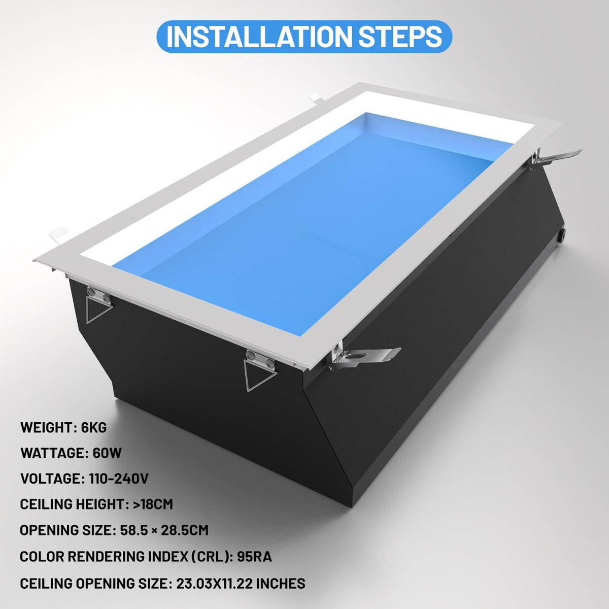 2x1 Ft Artificial Skylight Ceiling Light, Dimmable