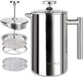 French Press Coffee Maker, 304 Grade Stainless Steel Insulated Coffee Press with 2 Extra Screens, 12oz (0.35 Litre)