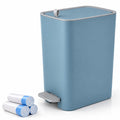 Small Bathroom Trash Can with Lid, 2.1 Gallon Slim Step Trash Can, Blue