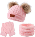 Kids Winter Beanie Hat Scarf Gloves Set Knit Warm Toddler Winter Cap Gloves Neck Warmer for Boys Girls 1-8 Year