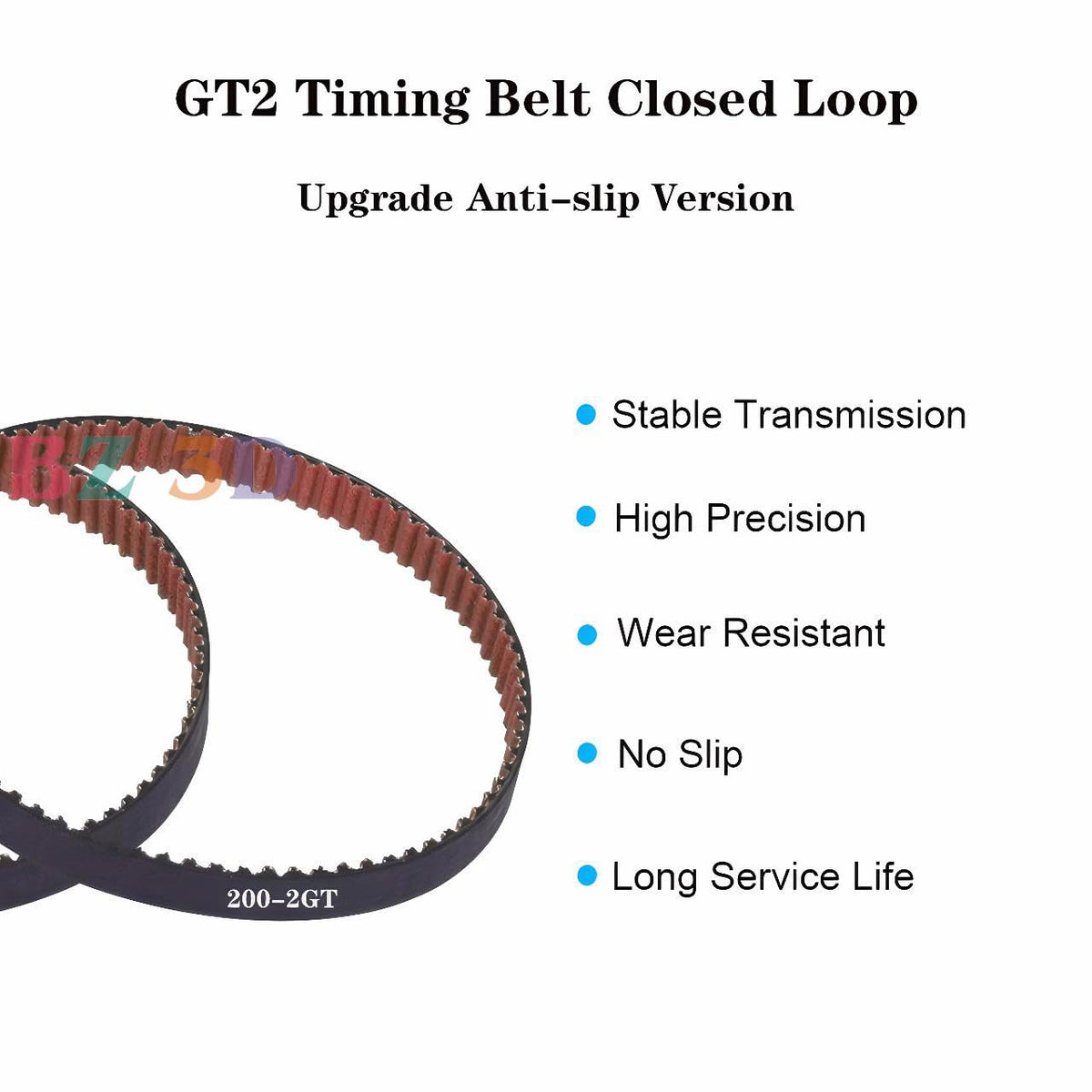 10 X 200mm GT2 Timing Belt,6mm Width GT2 Closed Loop Belt,Upgrade Nylon Tooth Surface Non-Slip Version for 3D Printer,CNC.