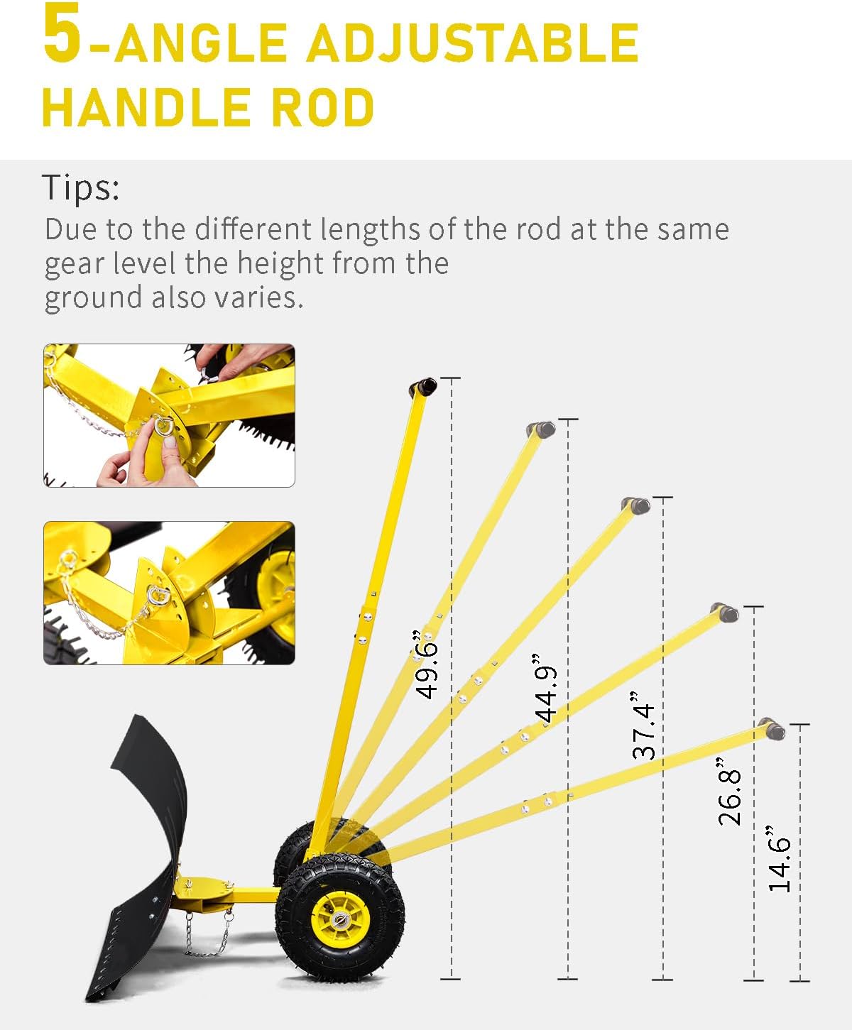 Snow Shovel with Wheels, 29" Wide 18" Long Snow Plow Shovel Angle & Height Adjustable Padded Handle Efficient Snow