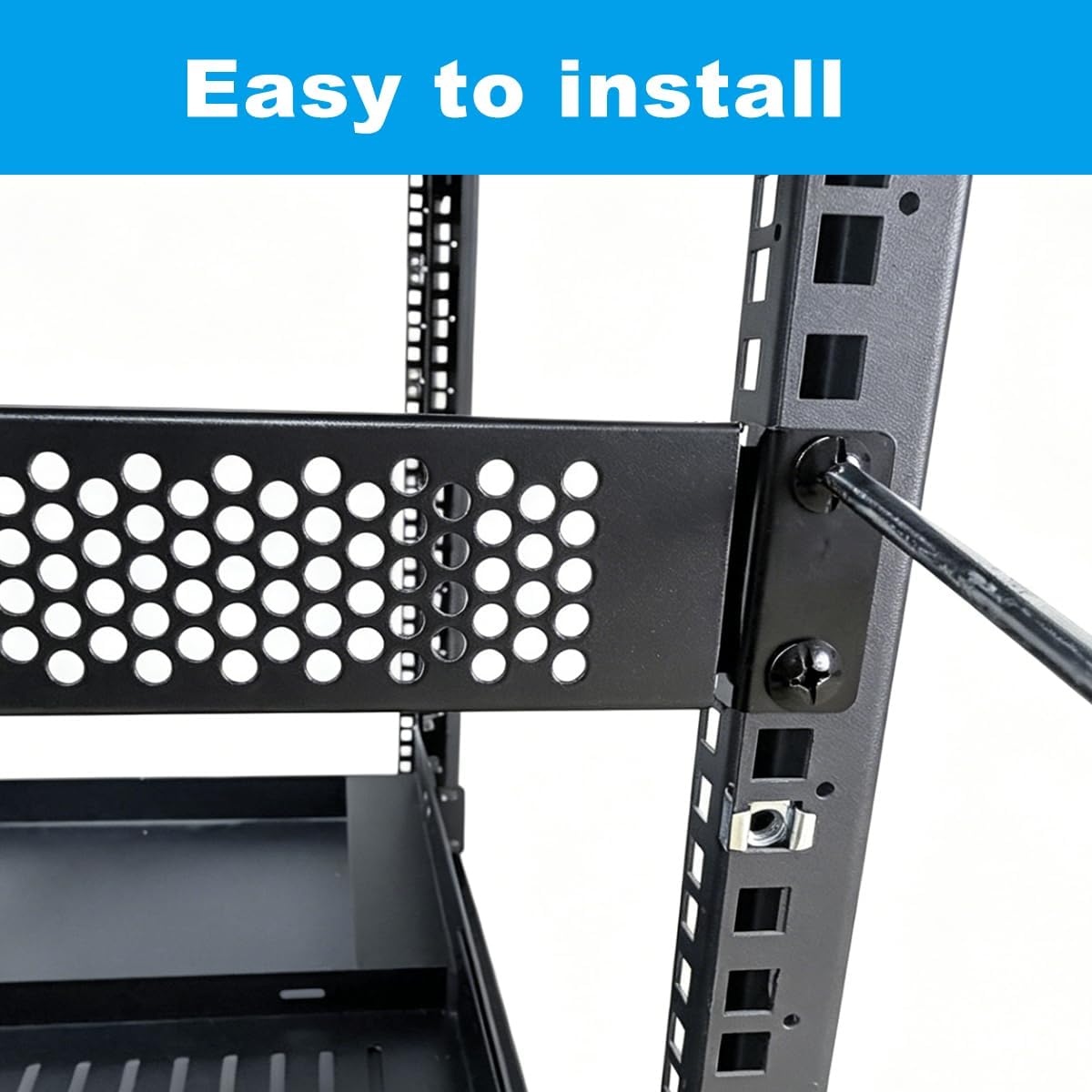 1U Hinged Perforated Rack Mount Blank Panel, 2 Pack