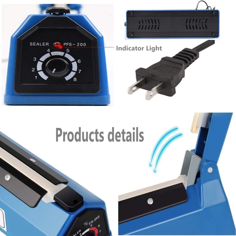 Impulse Heat Sealer 8 inch Impulse Bag Sealer Poly Bag Sealing Machine Heat Sealing Machine with Replacement Kit for