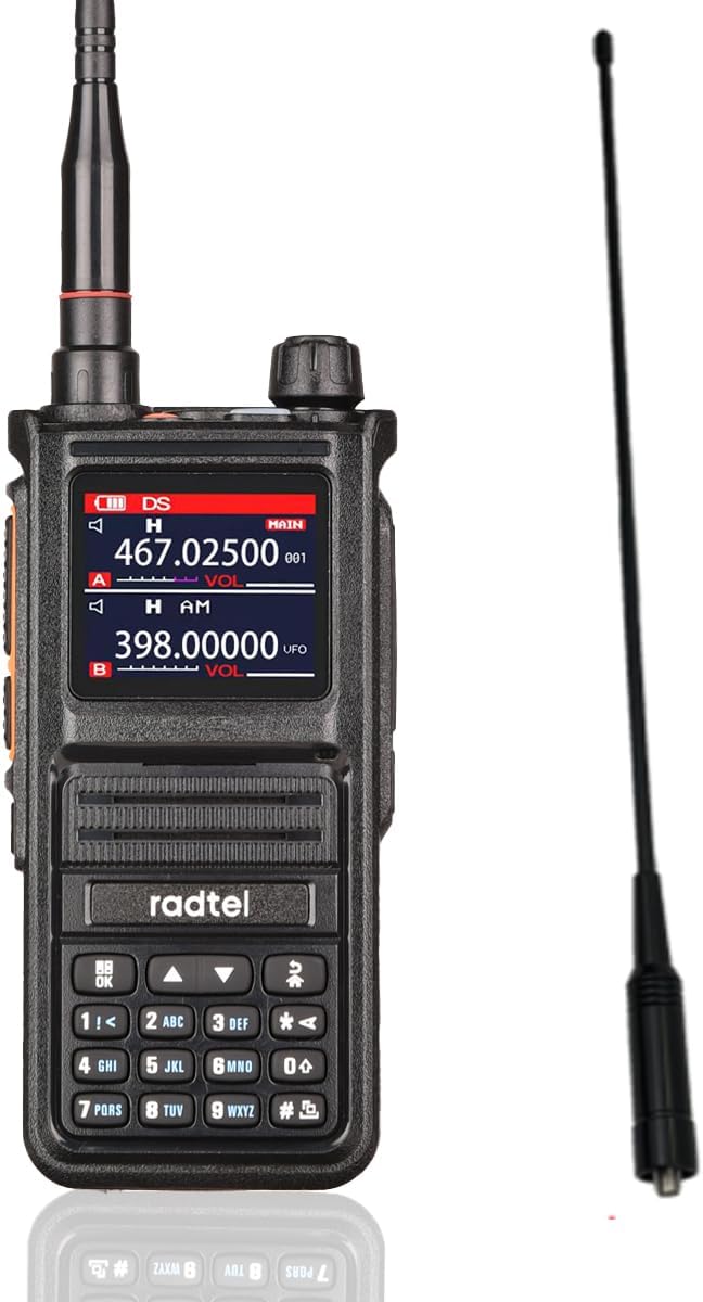 RT-470X Multi-Bands Ham Radio Walkie Talkies 256CH Air Band Two Way Radio + Tri-Band Flex Antenna 144/222/430Mhz