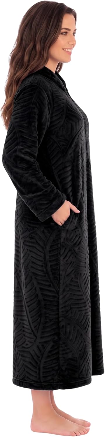 Plush Zipper Lounger Solid Robe