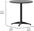 27.5 in Indoor/Outdoor Round Table with Base, Black