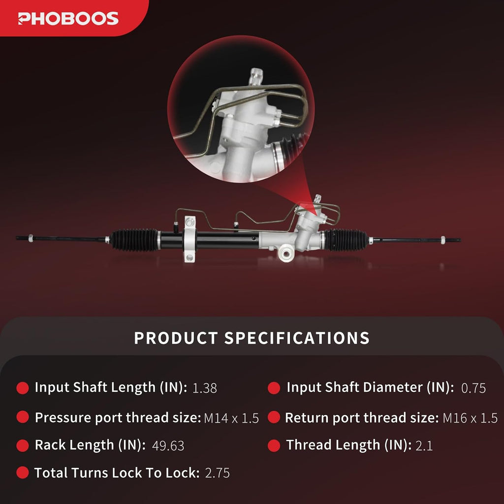 PHOBOOS Hydraulic Power Steering Rack and Pinion Fit for Nissan Altima
