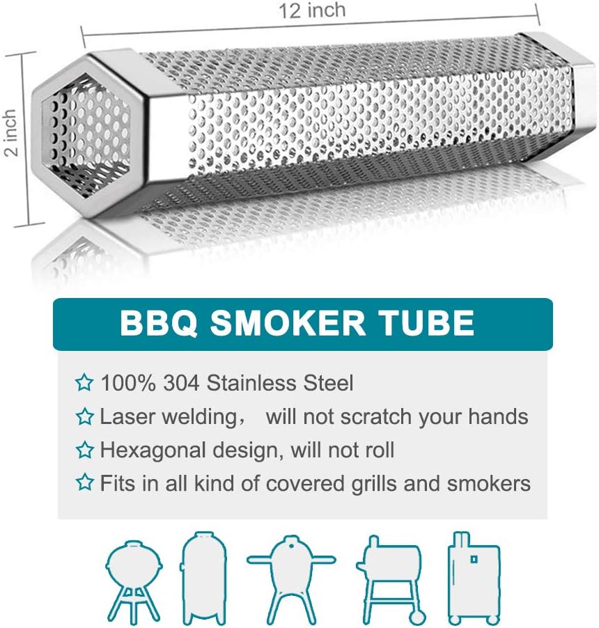 12" Smoke Tube for Pellet Smoker Stainless Steel 2pack