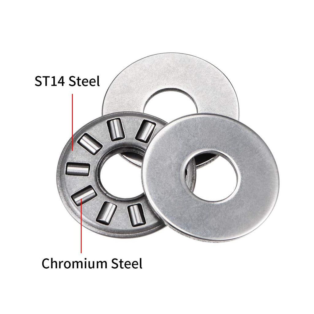 uxcell TC411 Thrust Needle Roller Bearings with Washers 1/4" Bore 11/16" OD 5/64" Width 5pcs