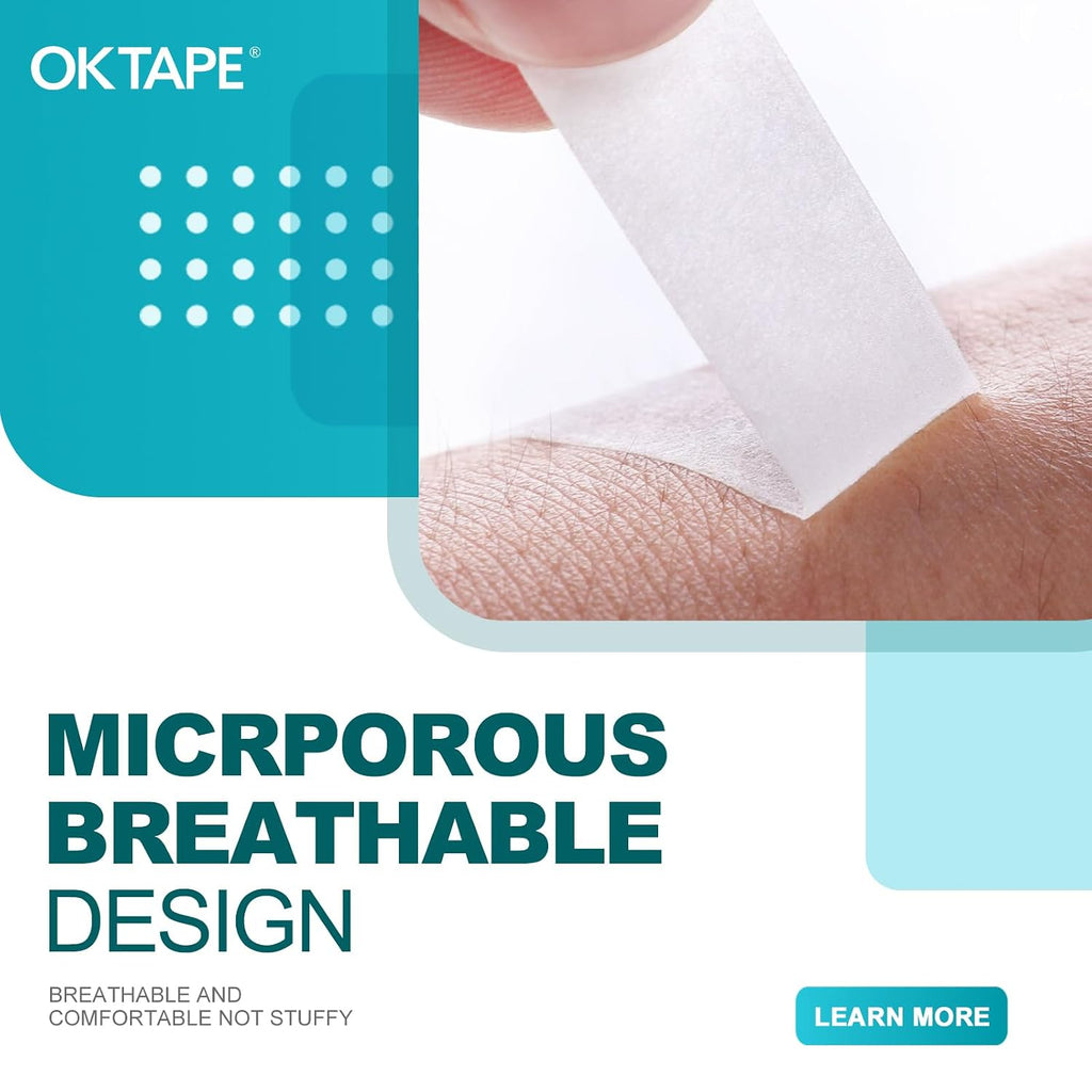 OKPore Medical Surgical Tape Nonwoven (Pack of 24) - First Aid Surgical Tape Hypoallergenic and Breathable for Wound