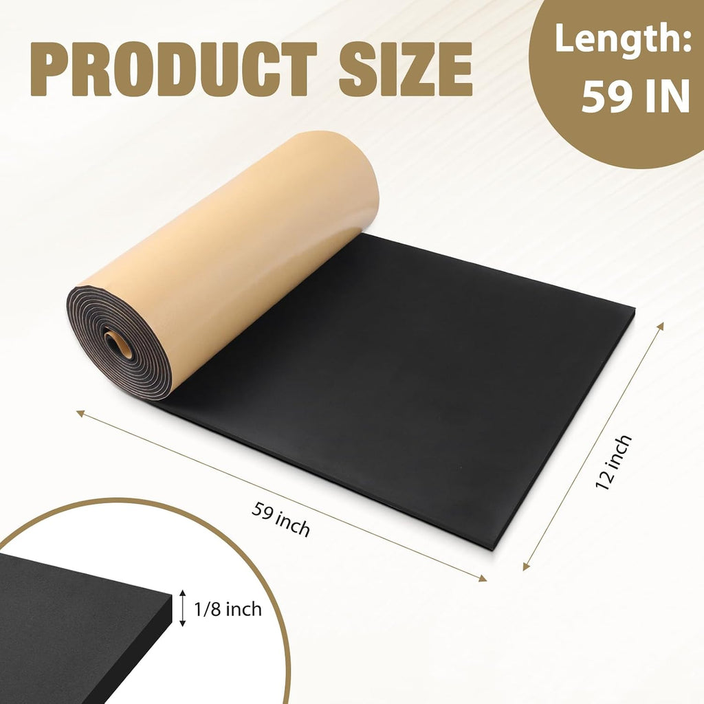 Sponge Neoprene Foam Padding Self Adhesive Foam Sheets, Black